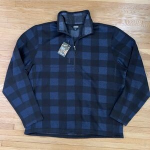 NWT Men's 3XL Plaid Gingham, Buffalo Check, Quarter Zip, Landway Fleece READ